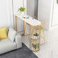 Glam White Faux Marble Pub Bar Table Gold Iron Double Pedestal Bar Dining Table with Shelf Clearhalo 'Bar Furniture' 'Bar Tables' 'bar_tables' 'furn' 'furn_bar_tables' 'Furniture' 'furniture_bar_tables' 'Kitchen & Dining Furniture' 1200x1200_ef7eceaa-c135-4914-84d2-5c00d3102fbd
