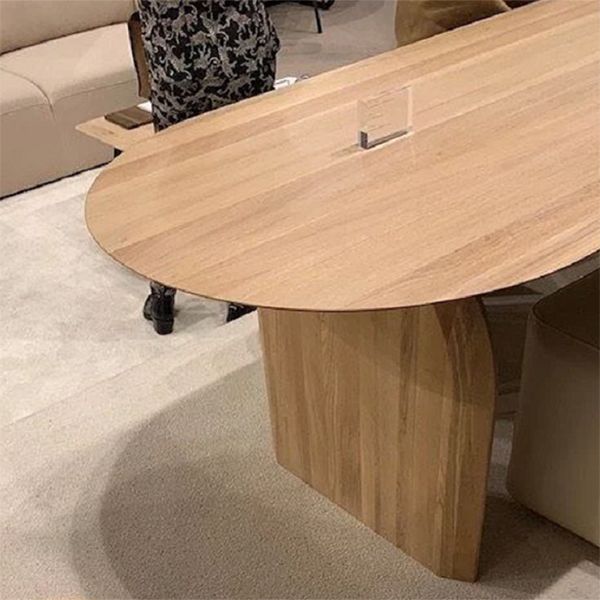 Oval Double Pedestal Modern Dining Table Fixed Table with Pinewood Clearhalo ' dining_table' 'Dining Tables & Seating' 'Dining Tables' 'furn' 'furn_dining_table' 'Furniture' 'furniture_dining_table' 'Kitchen & Dining Furniture' 'kitchen&dining_furn' 'kitchen' 'kitchen_dining_table' 1200x1200_ef7f22a2-908a-4813-86f9-b14822d93f90
