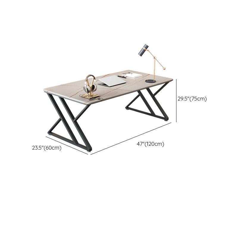 Contemporary Rectangle Computer Desk Antique Finish Office Desk with ...