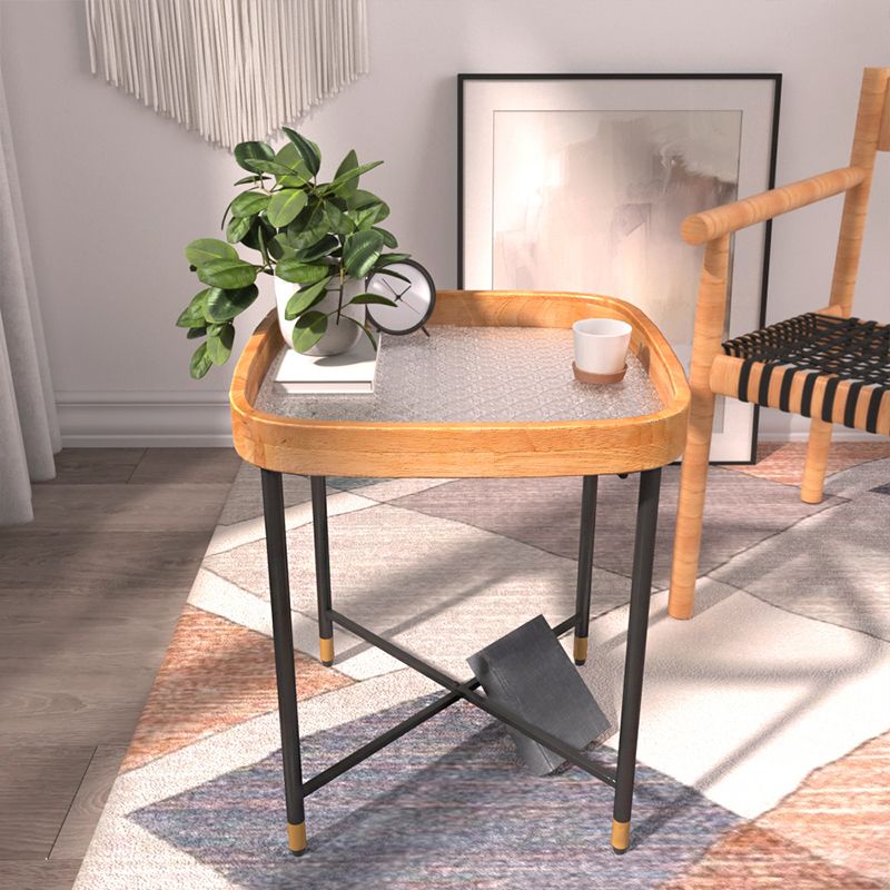 Modern Square Corner Table Cross Legs Side End Table for Living Room