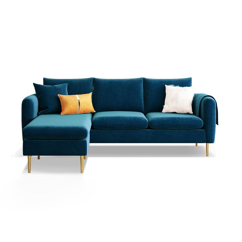 Scandinavian Velvet Sofa with 3 Pillows and Storage for Apartment Clearhalo 'furn' 'furn_sectionals' 'Furniture' 'furniture_sectionals' 'kitchen' 'kitchen_sectionals' 'Living Room Furniture' 'Sectionals' 1200x1200_ef805997-2d6d-45d6-b72f-2e9848da02cb