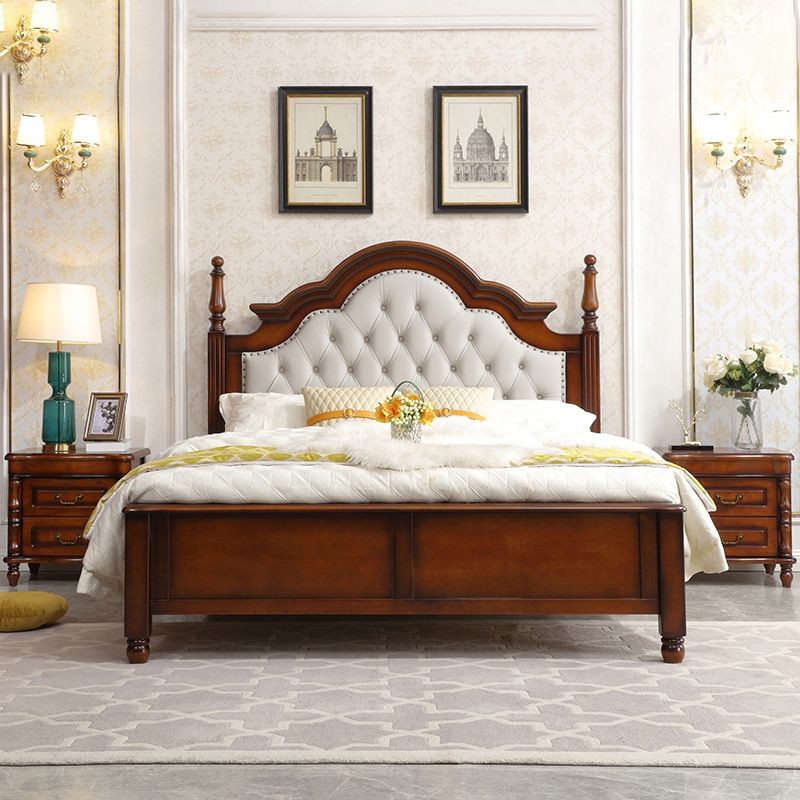 84.65 inch Wide Victorian Bed Frame Pine Wood Bed with Upholstered Headboard Clearhalo 'Bedroom Furniture' 'Beds' 'furn' 'furn_beds' 'Furniture' 1200x1200_ef82987d-8773-443e-97a0-647c723f33c3