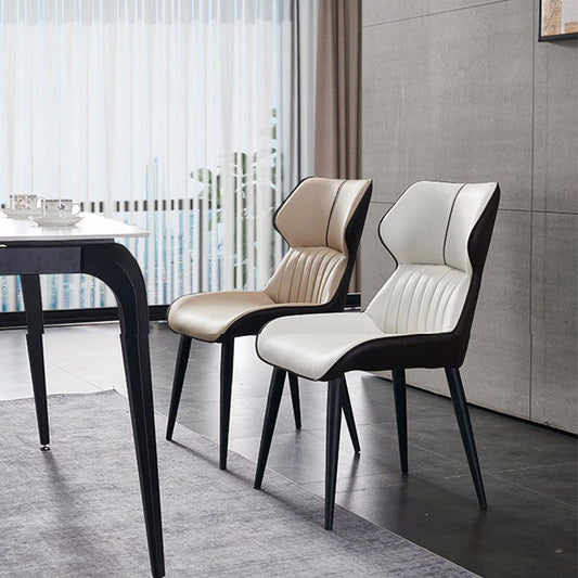 Faux Leather and Metal Side Chair Set Modern Dining Side Chair