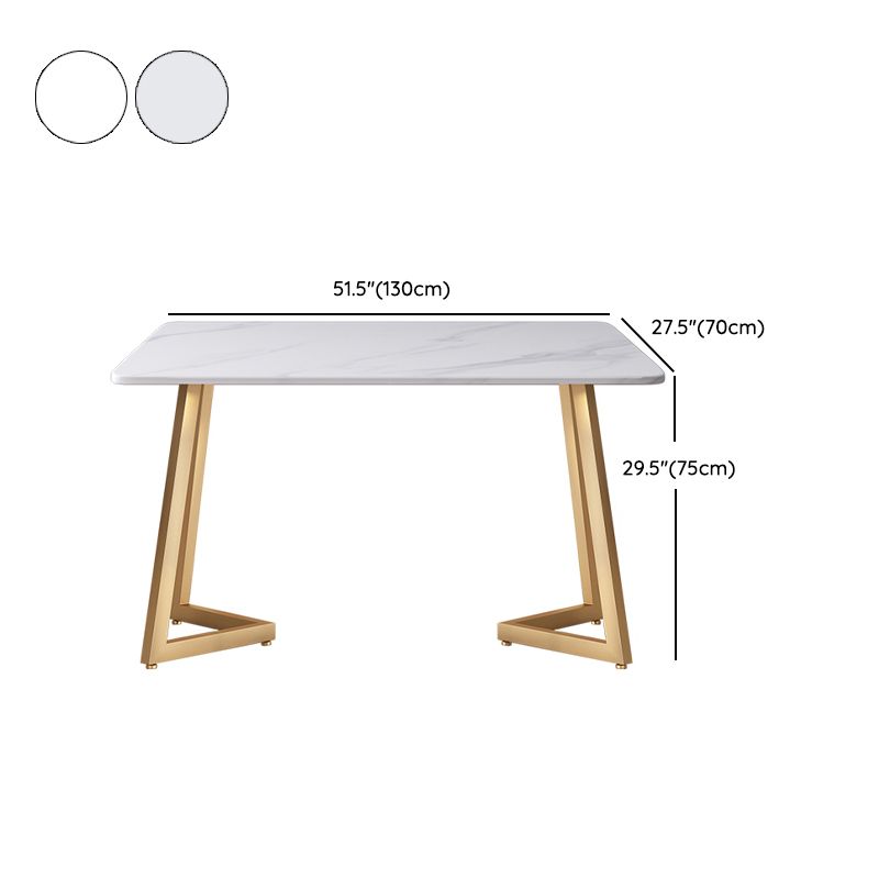 Ijzeren dubbele voetstuktafel Moderne rechthoekige stenen eettafel