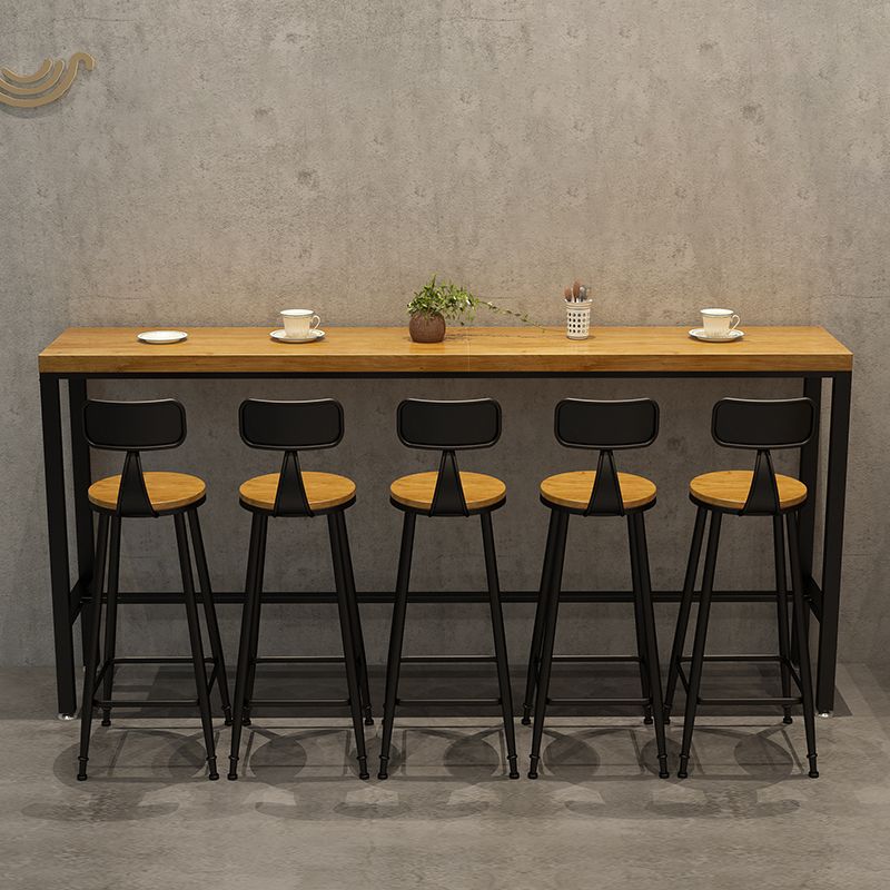 1/6/11 Pièces Industrial Iron Bar Table Table Recangle Pine Wood Bistro Ensemble avec repose-pieds