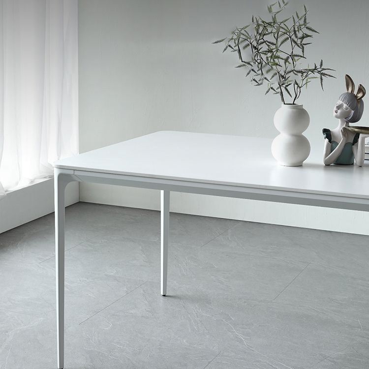 Modern White Kitchen Dining Table Sintered Stone Rectangle Shape Dining Table with 4 Legs Base Clearhalo ' dining_table' 'Dining Tables & Seating' 'Dining Tables' 'Furniture' 'furniture_dining_table' 'Kitchen & Dining Furniture' 'kitchen&dining_furn' 'kitchen' 'kitchen_dining_table' 1200x1200_ef8b0f3b-655c-4054-adb4-28e397103f19