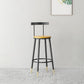 Modern Armless Backrest Counter Stool Iron Bar Stool with Wooden Seat and Pedal