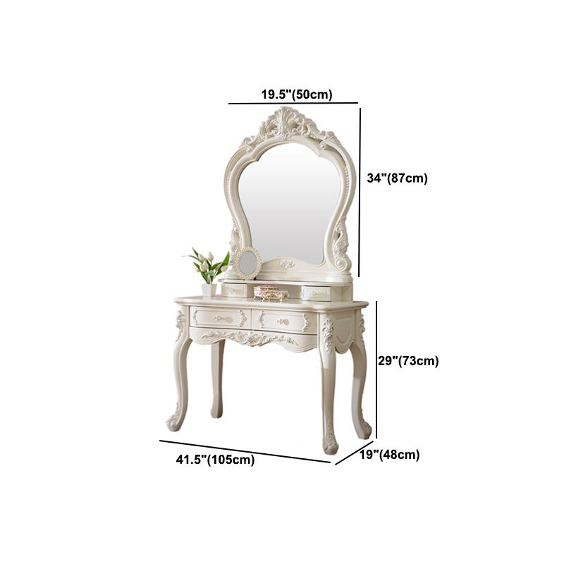 White Vanity Dressing Table Set Victorian Mirrored Wood Vanity Clearhalo 'Bedroom Furniture' 'furn' 'furn_makeup_vanities' 'Furniture' 'Makeup Vanities' 'makeup_vanities' 1200x1200_ef8d4164-3307-432a-add4-3df66056c6d3
