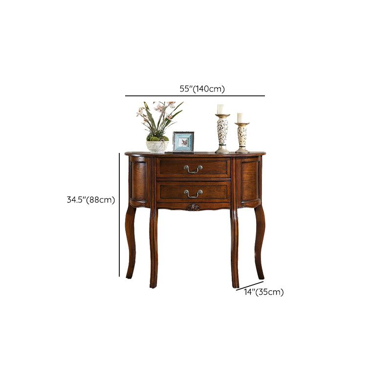 34.65" Tall 2-drawer Console Table Solid Wood Accent Table for Hall