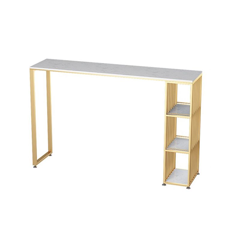 1/3 Piezas GlamoM Iron Bistro Set White Rectangle Faux Marble Top Table Plana con estante