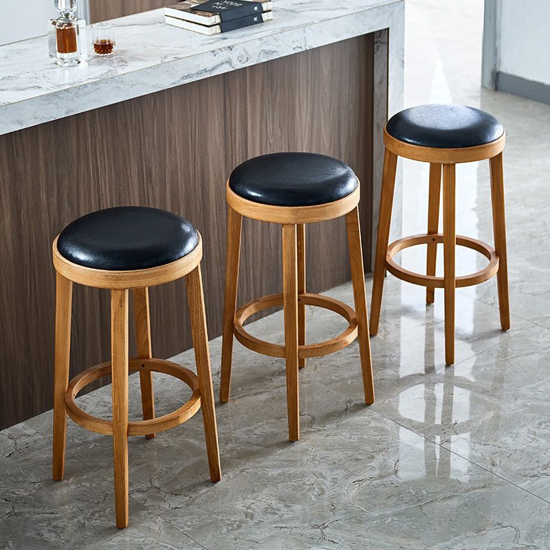 Contemporary Style Bar-stool Round Counter Bar Stool with Wooden Legs for Kitchen Clearhalo 'Bar Furniture' 'Bar Stools' 'bar_stools' 'furn' 'furn_bar_stools' 'Furniture' 'furniture_bar_stools' 'Kitchen & Dining Furniture' 1200x1200_ef9025f9-d0f6-460c-b7c5-d55c50866119