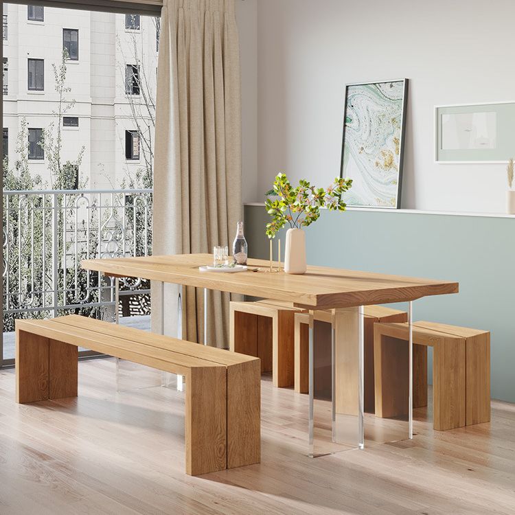 Modern Wood Top Dining Table Double Pedestal Table for Kitchen Clearhalo 'Dining Tables & Seating' 'Dining Tables' 'dining_table' 'furn' 'furn_dining_table' 'Furniture' 'Kitchen & Dining Furniture' 1200x1200_ef915bf9-7afc-4c6f-b14a-084c26a7cf9e