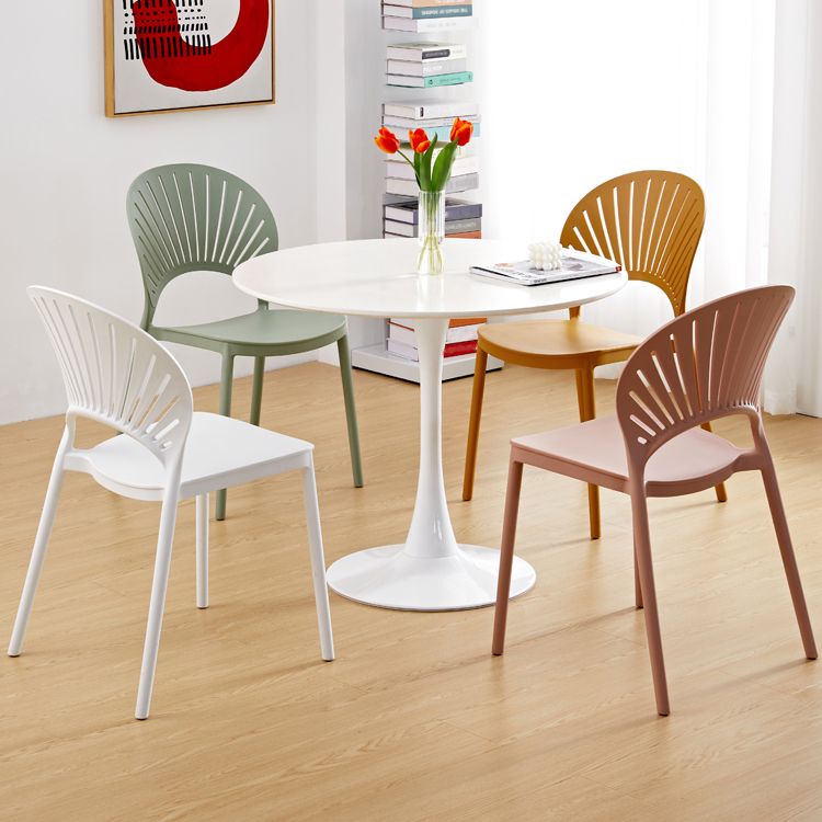 Contemporary Style Plastic Dining Armless Chair Open Back Dining Side Chair Clearhalo ' kitchen&dining_furn' 'Dining Chairs' 'Dining Tables & Seating' 'dining_chair' 'furn' 'furn_dining_chair' 'Furniture' 'furniture_dining_chair' 'Kitchen & Dining Furniture' 'kitchen' 1200x1200_ef919a93-6e24-44dd-9b9d-695a345f4486
