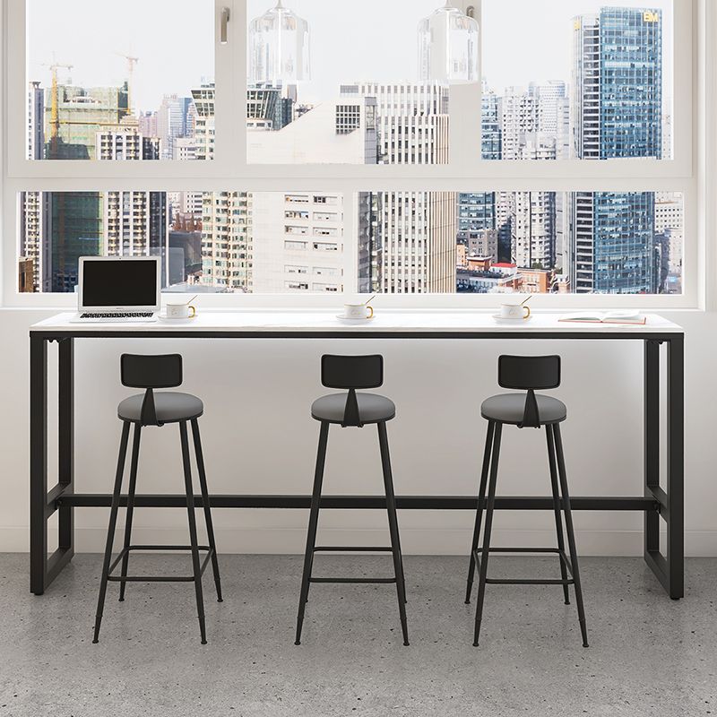 Stone Modern Cocktail Bar Table Footrest Trestle Rectangle Counter Table in White Clearhalo 'Bar Furniture' 'Bar Tables' 'bar_tables' 'furn' 'furn_bar_tables' 'Furniture' 'furniture_bar_tables' 'Kitchen & Dining Furniture' 1200x1200_ef9240e3-ebb7-448e-9a93-77c5a84d336d