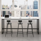 Stone Modern Cocktail Bar Table Footrest Trestle Rectangle Counter Table in White Clearhalo 'Bar Furniture' 'Bar Tables' 'bar_tables' 'furn' 'furn_bar_tables' 'Furniture' 'furniture_bar_tables' 'Kitchen & Dining Furniture' 1200x1200_ef9240e3-ebb7-448e-9a93-77c5a84d336d