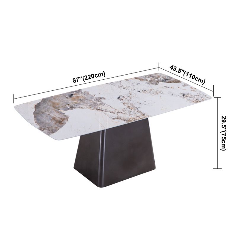 Metal Traditional Luxury Rectangle Table Sintered Stone Indoor Table with Pedestal Clearhalo ' dining_table' 'Dining Tables & Seating' 'Dining Tables' 'furn' 'furn_dining_table' 'Furniture' 'furniture_dining_table' 'Kitchen & Dining Furniture' 'kitchen&dining_furn' 'kitchen' 'kitchen_dining_table' 1200x1200_ef92de9b-ee99-4496-a459-e01ad1ff8c78