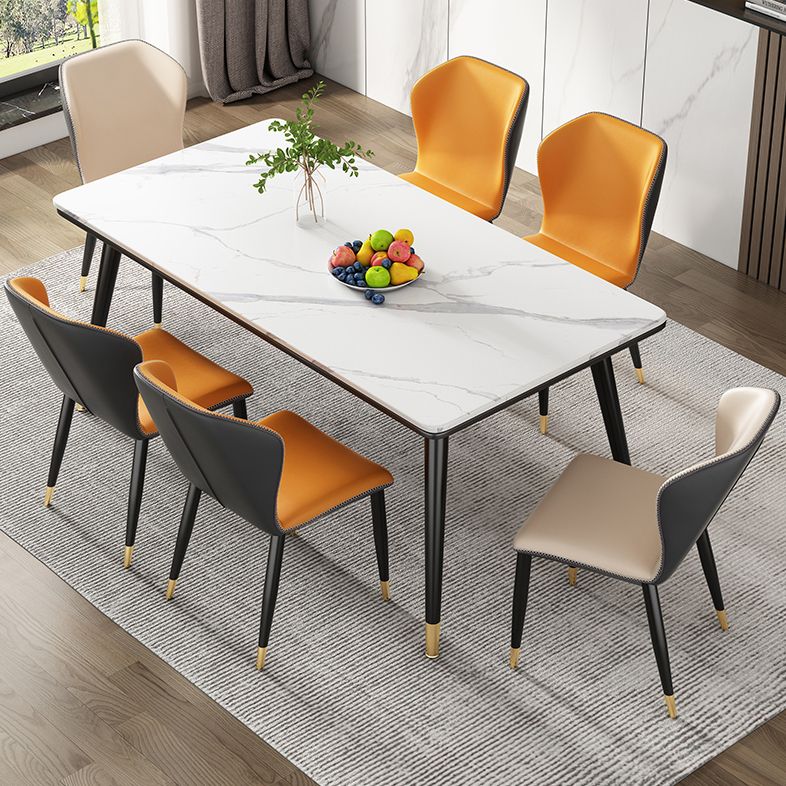 Simple Kitchen Standard Dining Table Sintered Stone Rectangle Dining Table with 4 Legs Base Clearhalo ' dining_table' 'Dining Tables & Seating' 'Dining Tables' 'furn' 'furn_dining_table' 'Furniture' 'furniture_dining_table' 'Kitchen & Dining Furniture' 'kitchen&dining_furn' 'kitchen' 'kitchen_dining_table' 1200x1200_ef95f060-06d0-4490-8f4b-998a5f492d73