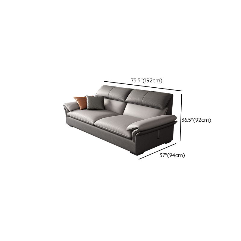 Grey Faux Leather Sectional Sofa Pillow Top Arm Sectional Ottoman Included Clearhalo 'furn' 'furn_sectionals' 'Furniture' 'Living Room Furniture' 'Sectionals' 1200x1200_ef961ac2-8621-412e-aa81-84719c65e1fe