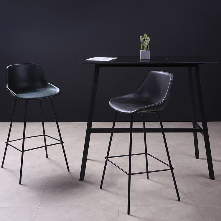 Industrial Leather Distressed Barstool Black Living Room Bar Stool with Bucket Seat Clearhalo 'Bar Furniture' 'Bar Stools' 'bar_stools' 'furniture_bar_stools' 'Kitchen & Dining Furniture' 'kitchen&dining_furn' 'kitchen' 'kitchen_furn' Furniture' 1200x1200_ef962f2b-bd59-4e38-bfbc-76706e1a9315