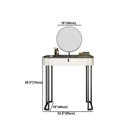Tavolo da tavolo da vanità bianco moderno minimalista set da 29,53 "H tavolo da vanità superiore in vetro con conservazione
