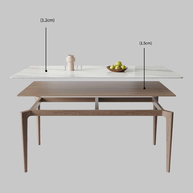 Mesa de comedor Mid-Century Mesa de comedor rectangular de piedra en blanco