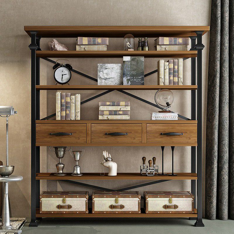 Solid Wood Bookshelf Industrial Style Open Back Bookcase for Home Office Clearhalo 'Bookcases' 'furn' 'furn_bookcases' 'Furniture' 'furniture_bookcases' 'Office Furniture' 1200x1200_ef978fa4-677a-4066-9a8f-b2a955ece329