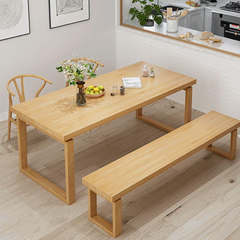 Rectangle Double Pedestal Dining Table Modern Pine Wood Table for Kitchen Dining Room Clearhalo 'Dining Tables & Seating' 'Dining Tables' 'dining_table' 'furn' 'furn_dining_table' 'Furniture' 'Kitchen & Dining Furniture' 1200x1200_ef984fcf-221e-4d82-b7c2-0e412792c8e8