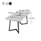 Designer 1/4/5/7 Pieces Dining Set Rectangular Double Pedestal Dinette Set with Stone Top Clearhalo 'Dining Room Sets' 'Dining Tables & Seating' 'dining_room_set' 'furn' 'furn_dining_room_set' 'Furniture' 'Kitchen & Dining Furniture' 1200x1200_ef98ca29-cb51-4a3e-9a9e-3bb57b960189