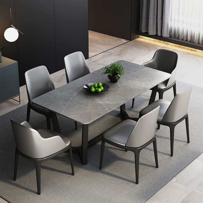 Modern 1/2/5/6/7 Pieces Dining Set Sintered Stone Dining Table with Leather Chairs Clearhalo 'Dining Room Sets' 'Dining Tables & Seating' 'dining_room_set' 'furn' 'furn_dining_room_set' 'Furniture' 'furniture_dining_room_set' 'Kitchen & Dining Furniture' 'kitchen&dining_furn' 'kitchen' 1200x1200_ef99df0c-5f94-4009-90f8-959f37ab7576