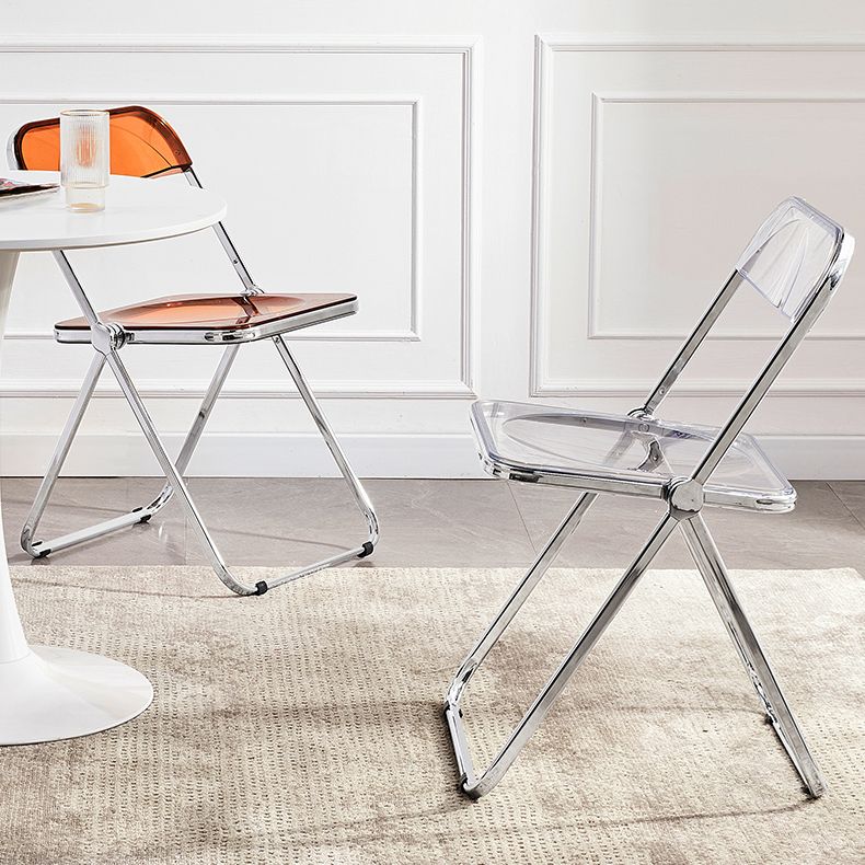 Metal Modern Dining Chair Indoor Folding Open Back Dining Side Chair Clearhalo ' kitchen&dining_furn' 'Dining Chairs' 'Dining Tables & Seating' 'dining_chair' 'furn' 'furn_dining_chair' 'Furniture' 'furniture_dining_chair' 'Kitchen & Dining Furniture' 'kitchen' 1200x1200_ef9a2152-6adb-448d-a467-7b7b2c6e48ab