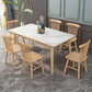 Modern White Rectangle Stone Dining Table with Solid Wood Legs