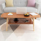 Table basse scandinave à 4 pieds avec étagère, table de cocktail en bois