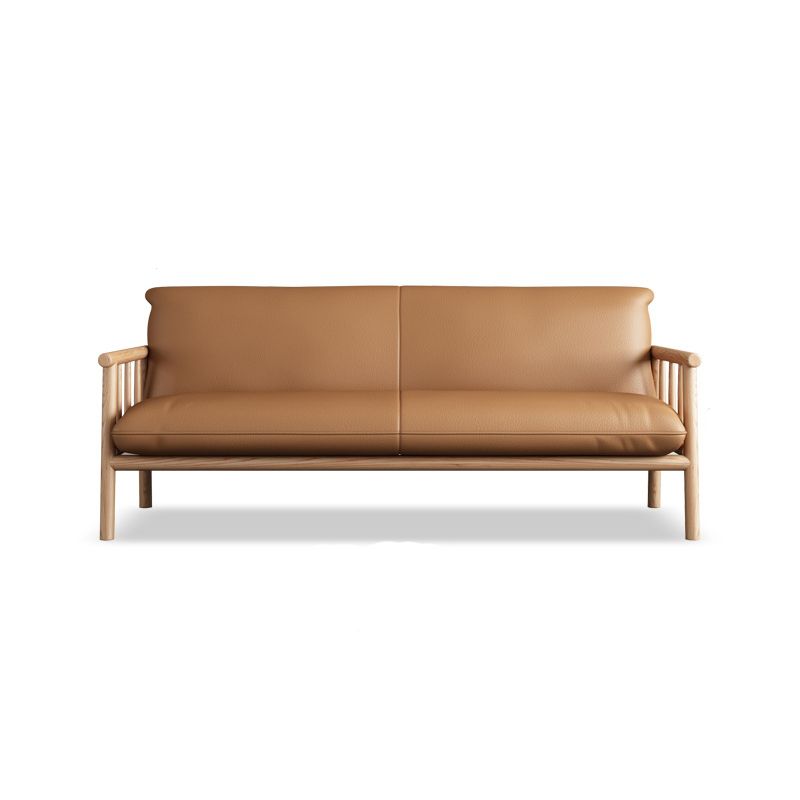 Farmhouse Square Arm Sofa Tight Back Settee with Walnut/Natural Legs Clearhalo 'Furniture' 'furniture_sofas' 'Living Room Furniture' 'Sofa' 'sofas' 1200x1200_ef9b91e3-4ca2-464a-ba5a-ffdc2a7f4984