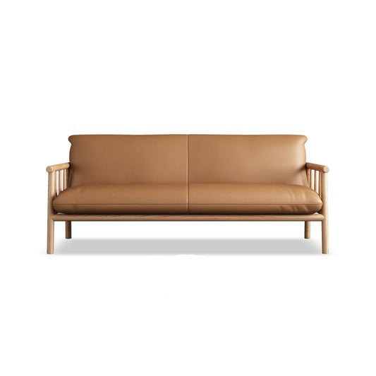 Farmhouse Square Arm Sofa Tight Back Settee with Walnut/Natural Legs Clearhalo 'Furniture' 'furniture_sofas' 'Living Room Furniture' 'Sofa' 'sofas' 1200x1200_ef9b91e3-4ca2-464a-ba5a-ffdc2a7f4984