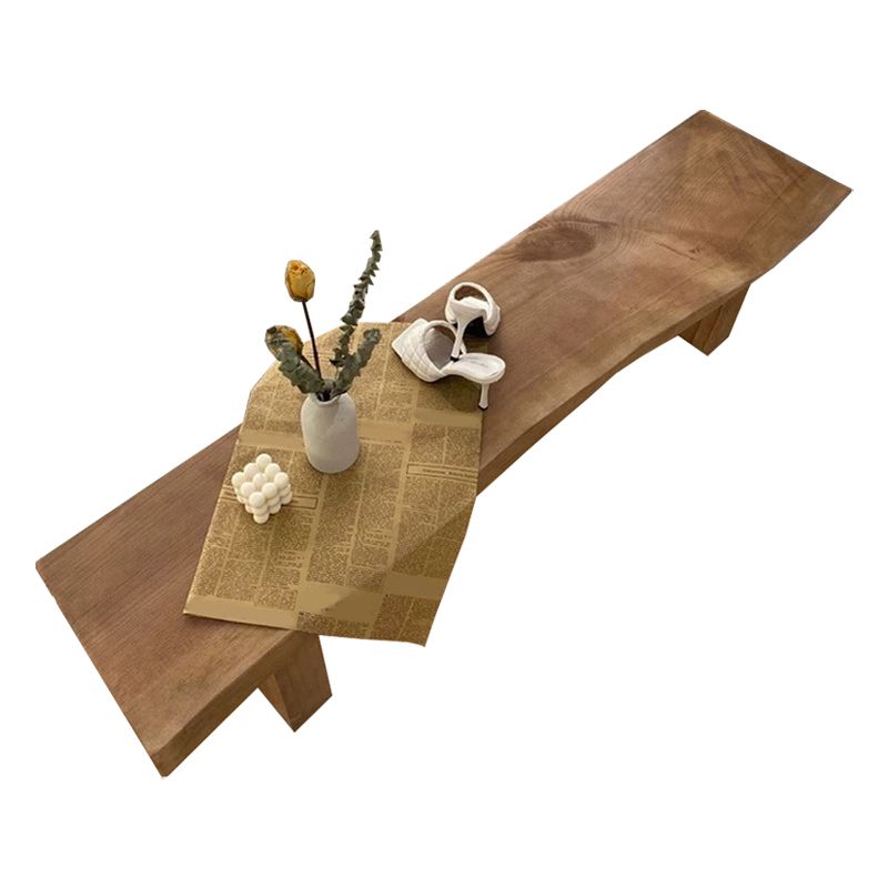 Rustic Brown Dining Bench 18"H Solid Wood Bench with Sled Base Clearhalo 'Benches' 'Chairs & Seating' 'furn' 'furn_benches' 'Furniture' 'Living Room Furniture' 1200x1200_ef9c7f1d-b6bc-4686-be0b-a15717c9ad29