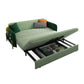 Green Cushion Back Loveseat Foldable Sleeper Sofa with Storage