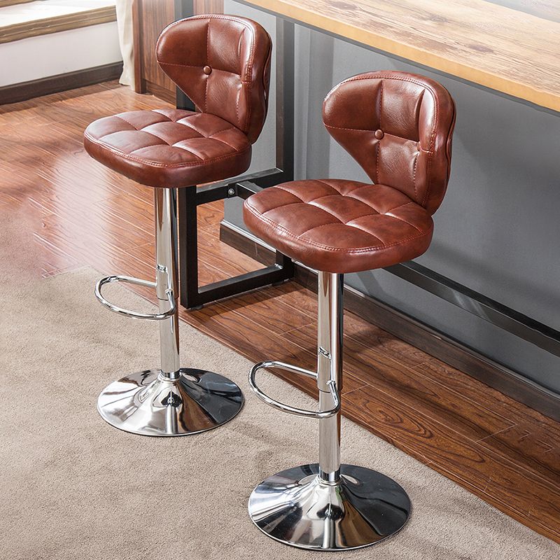 Nordic Style Leather Upholstered Barstool Adjustable Height Swivel Bar Stool Clearhalo 'Bar Furniture' 'Bar Stools' 'bar_stools' 'furniture_bar_stools' 'Kitchen & Dining Furniture' 'kitchen&dining_furn' 'kitchen' 'kitchen_furn' Furniture' 1200x1200_ef9ff2c2-e913-4500-b0bf-f828e5438d38