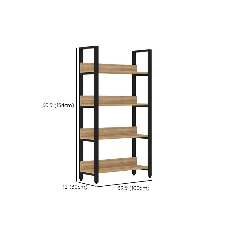 Metal and Wooden Shelf Bookcase Open Modern Brown Book Shelf for Office Clearhalo 'Bookcases' 'furn' 'furn_bookcases' 'Furniture' 'Office Furniture' 1200x1200_efa00003-9554-4661-af85-f586e694ff77