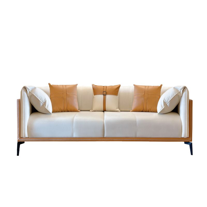 Modern Faux Leather Pillow Top Arm Sofa/Sectional Pillowed Back Cushions for Apartment Clearhalo 'furn' 'furn_sectionals' 'Furniture' 'furniture_sectionals' 'kitchen' 'kitchen_sectionals' 'Living Room Furniture' 'Sectionals' 1200x1200_efa01a26-8801-4bfe-9eef-2ae4f2592dcf