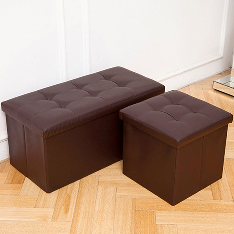 Vintage Tufted Ottoman Pure Color PU Leather Water Resistant Square Ottoman with Storage Clearhalo 'furn' 'furn_ottomans_poufs' 'Furniture' 'Living Room Furniture' 'Ottomans & Poufs' 'ottomans_poufs' 1200x1200_efa0bc51-fd13-403c-a87b-4e6803194b2e