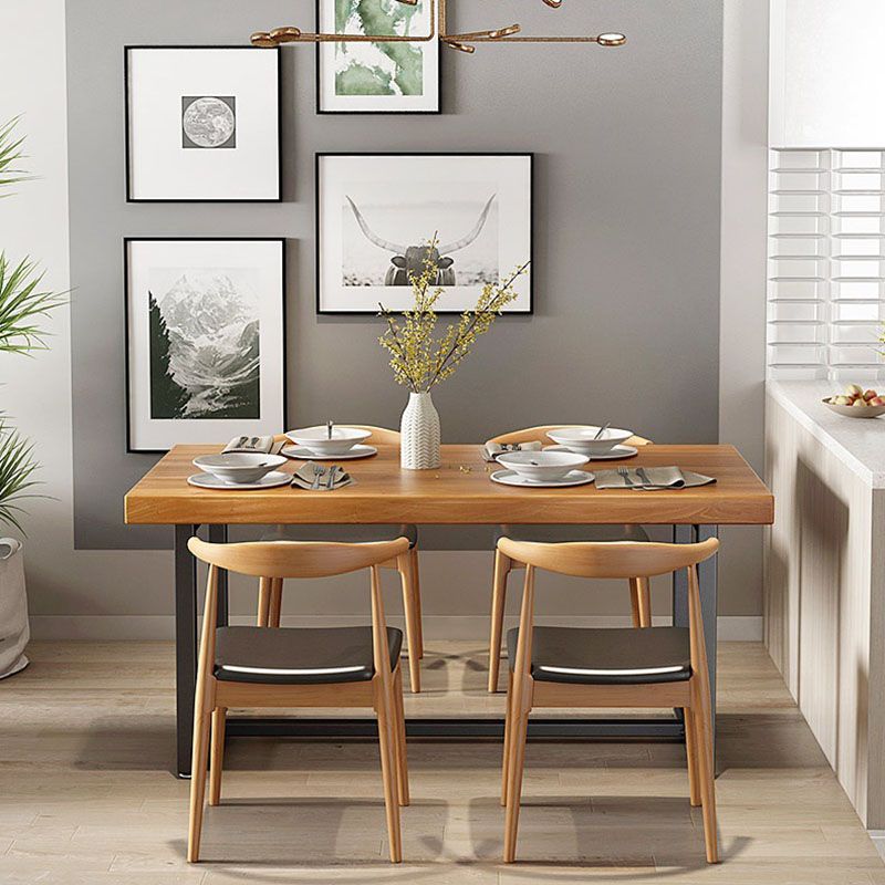 Pine Wood Top Dining Table Industrial Rectangle Table with Trestle Base in Black Clearhalo 'Dining Tables & Seating' 'Dining Tables' 'dining_table' 'furn' 'furn_dining_table' 'Furniture' 'furniture_dining_table' 'Kitchen & Dining Furniture' 'kitchen' 'kitchen_dining_table' 1200x1200_efa1025d-5c6e-45f2-a03e-02448acb1f0d