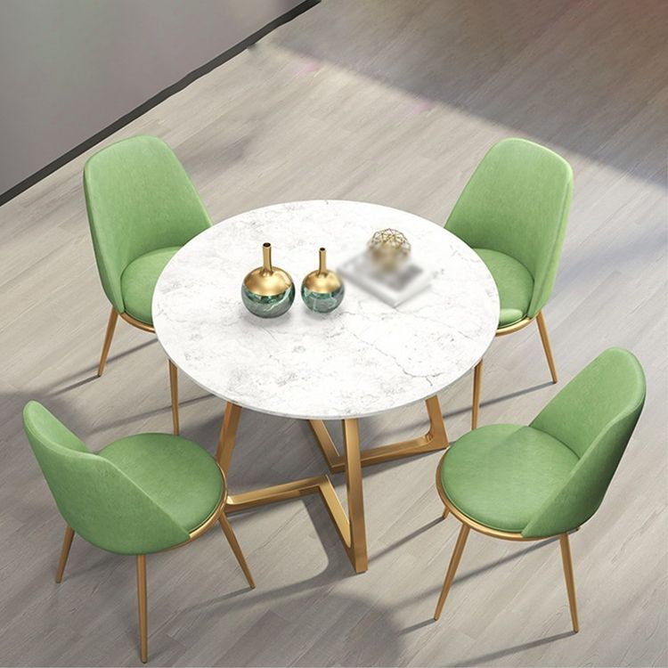 Glam 1/4/5/6 Pieces Dining Set Round Stone Dining Table for Dining Room Clearhalo 'Dining Room Sets' 'Dining Tables & Seating' 'dining_room_set' 'furn' 'furn_dining_room_set' 'Furniture' 'furniture_dining_room_set' 'Kitchen & Dining Furniture' 1200x1200_efa13f0c-3f5e-4477-83e2-3305123141be
