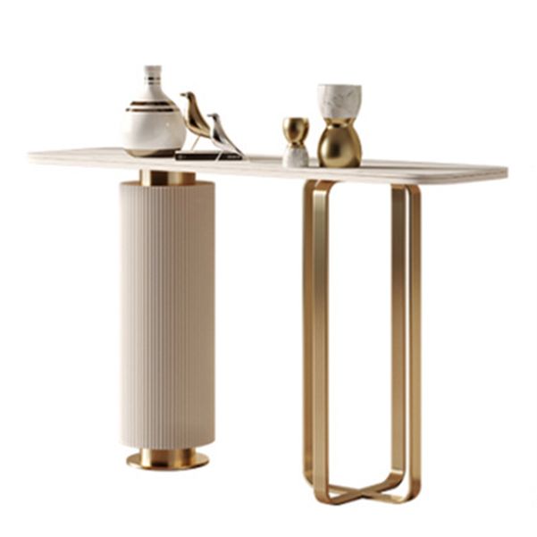 Tavolo di divano console in pietra glam rettangolare tavolino in metallo per sala