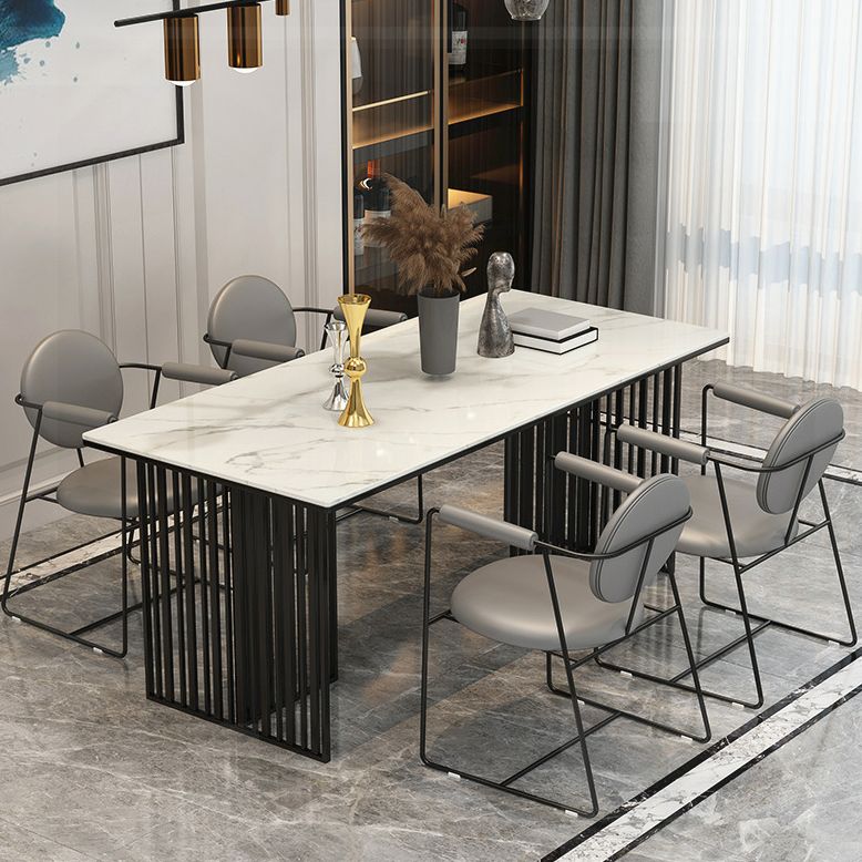 Luxury 1/5 Pieces Rectangle Dining Set Sintered Stone Dining Table with Leather Chairs Clearhalo 'Dining Room Sets' 'Dining Tables & Seating' 'dining_room_set' 'furn' 'furn_dining_room_set' 'Furniture' 'furniture_dining_room_set' 'Kitchen & Dining Furniture' 1200x1200_efa1ee06-7def-4517-87f7-c0e2832231af
