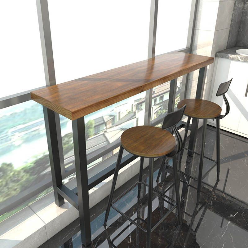 Brown Modern Style Bar Table Pine Wood and Iron Outdoor Bar Table Clearhalo 'Bar Furniture' 'Bar Tables' 'bar_tables' 'furn' 'furn_bar_tables' 'Furniture' 'furniture_bar_tables' 'Kitchen & Dining Furniture' 1200x1200_efa37769-c686-4731-8b06-2a1abf40ceee