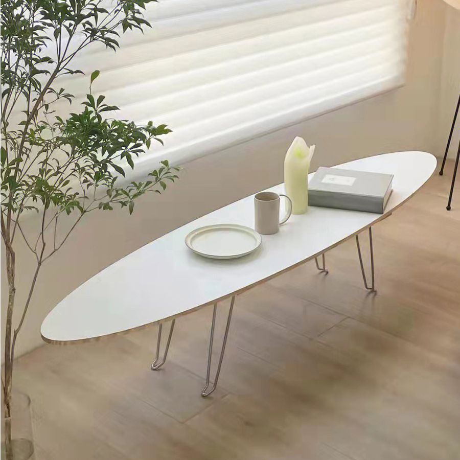 No Distressing Wood Coffee Table Modern Oval Single Coffee Table with 4 Legs