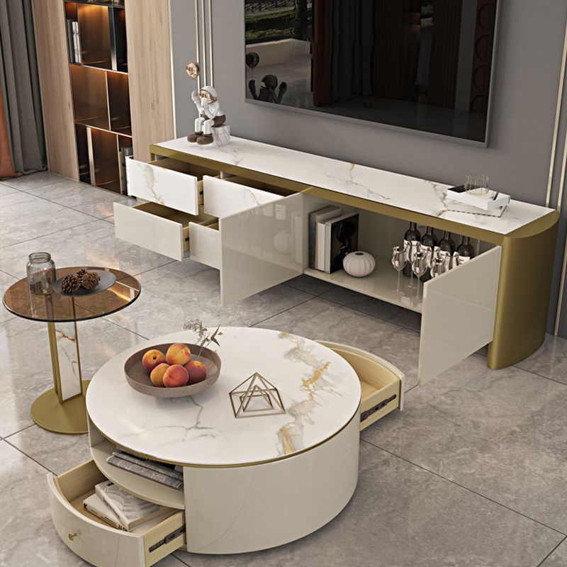 Glam 16" W TV Media Stand Stone Enclosed Storage TV Stand Console with Drawers Clearhalo 'furn' 'furn_tv_stands_entertainment_centers' 'Furniture' 'Living Room Furniture' 'TV Stands & Entertainment Centers' 'TV Stands & Media Storage Furniture' 'tv_stands_entertainment_centers' 1200x1200_efa6c423-c1cc-44a5-88da-b39a47a8eac5