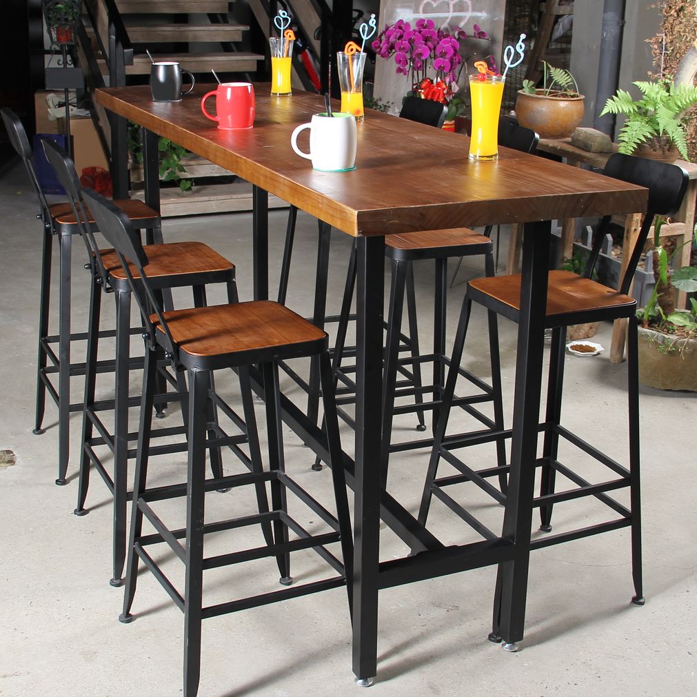 Rectangle Bar Pub Table Set 1/5 Pcs Iron Frame Bar Table and Stools Clearhalo 'Bar Furniture' 'furn' 'furn_home_bar_bar_sets' 'Furniture' 'Home Bars & Bar Sets' 'home_bar_bar_sets' 'Kitchen & Dining Furniture' 1200x1200_efaa9c55-d85f-4cbc-9d81-d8ac17ad5bd0