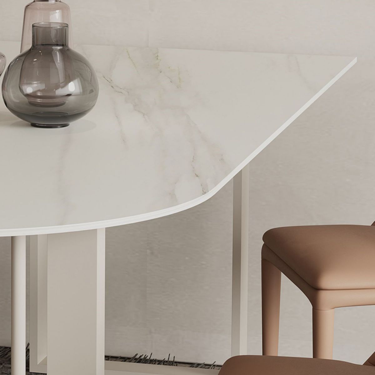 Modern Irregular Sintered Stone Dining Table White Standard Dining Table for Kitchen Clearhalo ' dining_table' 'Dining Tables & Seating' 'Dining Tables' 'furn' 'furn_dining_table' 'Furniture' 'furniture_dining_table' 'Kitchen & Dining Furniture' 'kitchen&dining_furn' 'kitchen' 'kitchen_dining_table' 1200x1200_efaaa309-b22b-41b3-8b2c-0d35d42c8de6