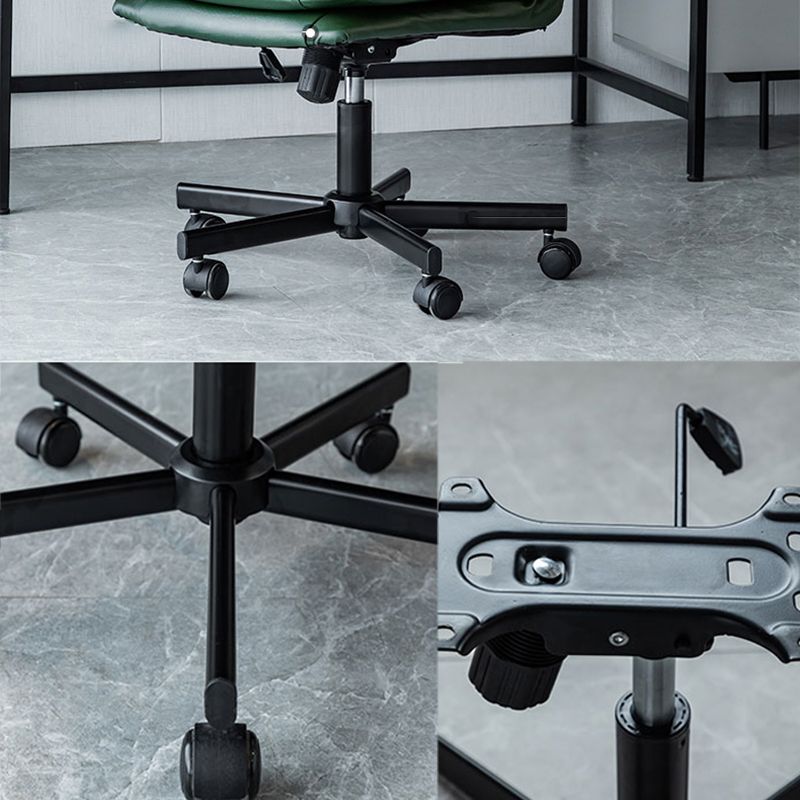 Chaise de bureau sans bras en cuir sans chaise de bureau ergonomique pénible avec roues